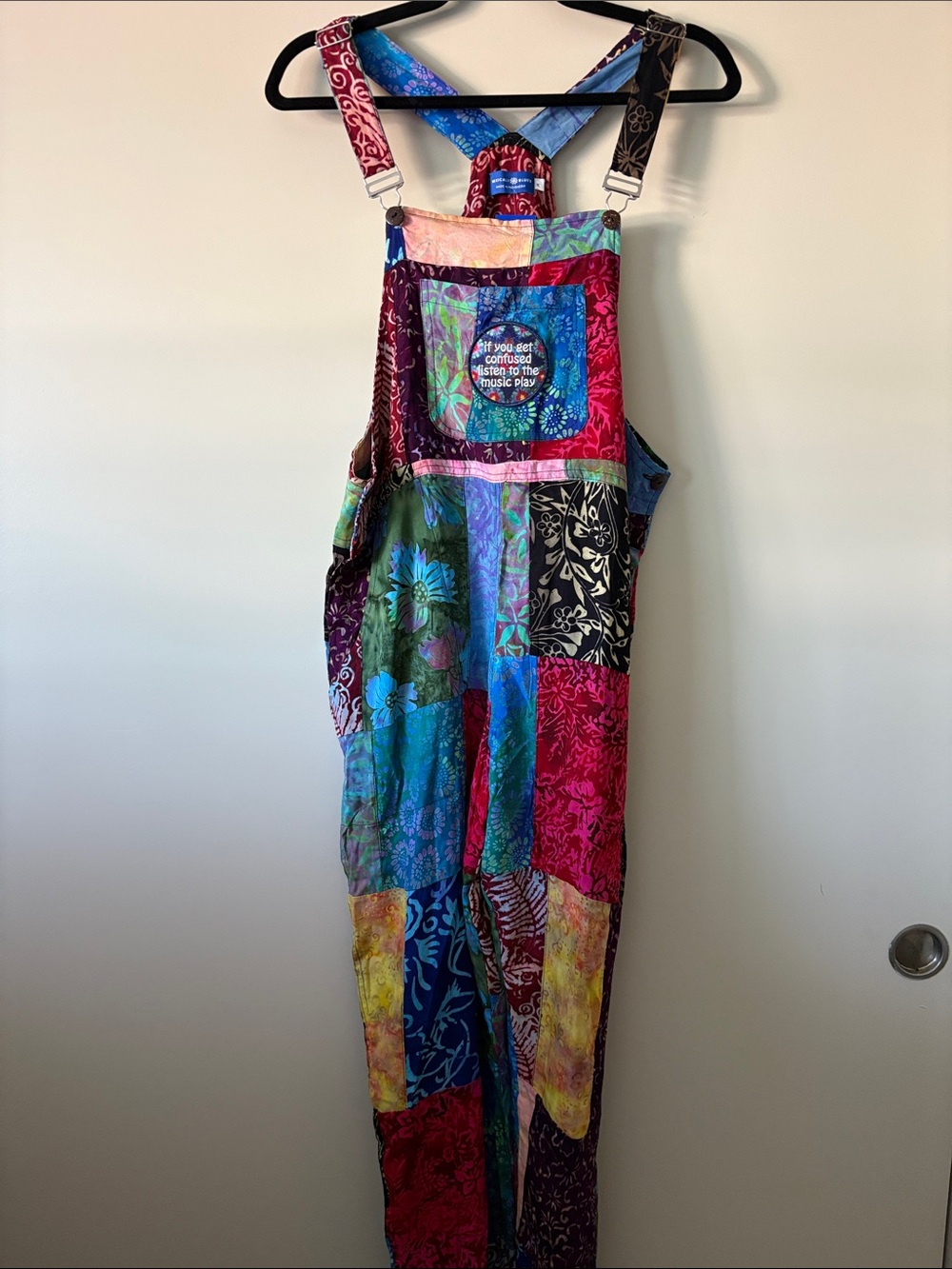 Grateful Dead inspired Upcycled Women’s Multicolor Patchwork Overalls